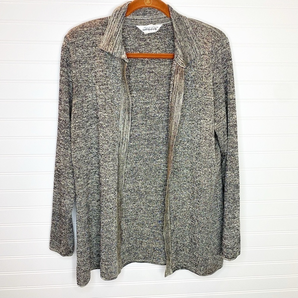 Exclusively Misook Sz M Black Gold Melange Twinset Jacket